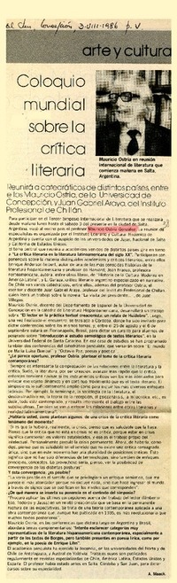 Coloquio mundial sobre la crítica literaria  [artículo] A. Maack.