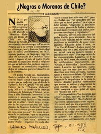 Negros o morenos de Chile?  [artículo] Andrés Sabella.