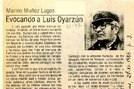 Evocando a Luis Oyarzún  [artículo] Marino Muñoz Lagos.