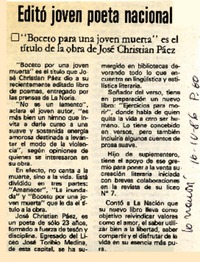 Editó joven poeta nacional  [artículo].