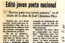 Editó joven poeta nacional  [artículo].