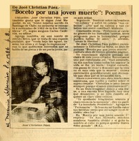 "Boceto por una joven muerte", poemas  [artículo] B. S.