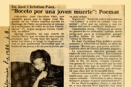 "Boceto por una joven muerte", poemas  [artículo] B. S.