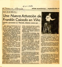 Una Nueva actuación de Franklin Caicedo en Viña  [artículo].