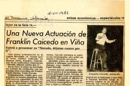 Una Nueva actuación de Franklin Caicedo en Viña  [artículo].