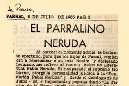 El parralino Neruda  [artículo] Cirabi.
