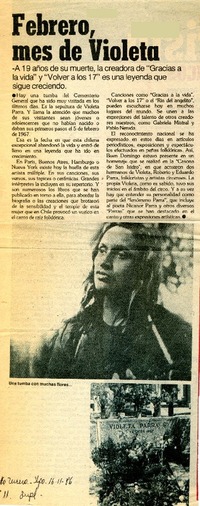 Febrero, mes de Violeta  [artículo].