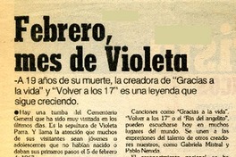 Febrero, mes de Violeta  [artículo].