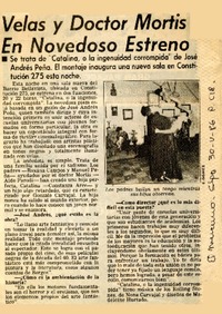 Velas y Doctor Mortis en novedoso estreno  [artículo].