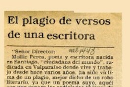 El plagio de versos de una escritora  [artículo] F. M.