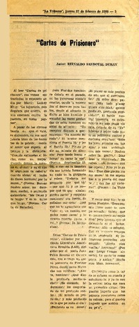 "Cartas de prisionero"  [artículo] Reinaldo Sandoval Durán.