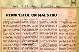 Renacer de un maestro  [artículo] Carlos Fredes A.