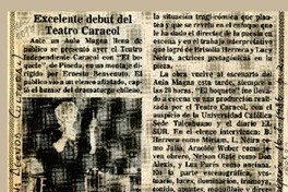 Excelente debut del Teatro Caracol  [artículo].
