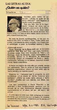 Quién es quién?  [artículo] Hugo Montes.