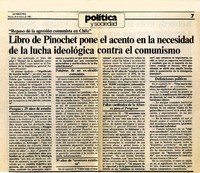 Libro de Pinochet pone el acento en la necesidad de la lucha ideológica contra el comunismo  [artículo].
