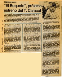 "El Boquete", próximo estreno del T. Caracol  [artículo].