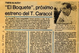 "El Boquete", próximo estreno del T. Caracol  [artículo].