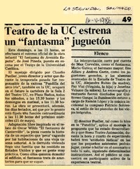 Teatro de la UC estrena un "fantasma" juguetón  [artículo].