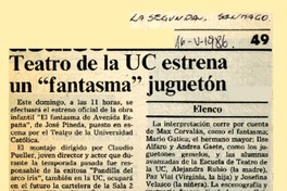 Teatro de la UC estrena un "fantasma" juguetón  [artículo].