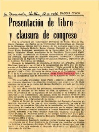 Presentación de libro y clausura de congreso  [artículo].