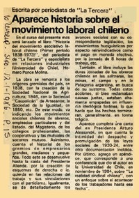 Aparece historia sobre el movimiento laboral chileno  [artículo].