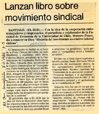 Lanzan libro sobre movimiento sindical  [artículo].