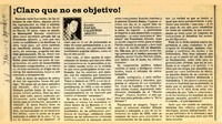 Claro que no es objetivo!  [artículo] Rafael Valdivieso Ariztía.
