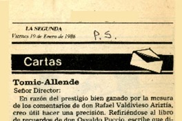 Tomic-Allende  [artículo] Radomiro Tomic.