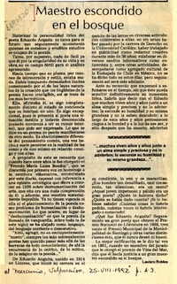 Maestro escondido en el bosque  [artículo] Lautaro Robles.