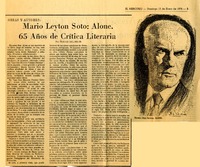 Mario Leyton Soto: Alone, 65 años de crítica literaria  [artículo] Hernán del Solar.