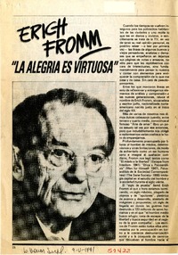 Erich Fromm la alegría es virtuosa [artículo] : Soledad Quinatnilla F.