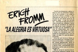 Erich Fromm la alegría es virtuosa [artículo] : Soledad Quinatnilla F.