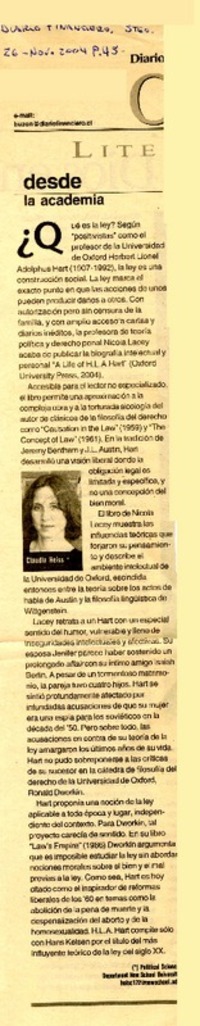 Desde la Academia  [artículo] Heiss, Claudia