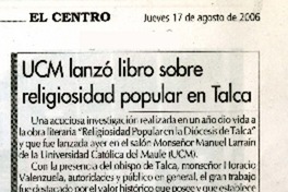 UCM lanzó libro sobre religiosidad popular en Talca  [artículo]