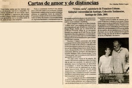 Cartas de amor y de distancias  [artículo] por Marino Muñoz Lagos.