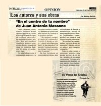 En el centro de tu nombre de Juan Antonio Massone  [artículo] por Matías Rafide.