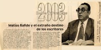 Matías Rafide y el extraño destino de los escritores  [artículo]
