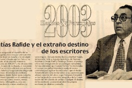Matías Rafide y el extraño destino de los escritores  [artículo]