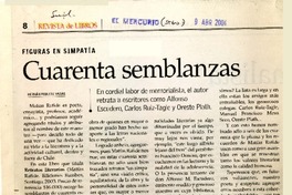 Figuras en simpatía : cuarenta semblanzas  [artículo] Hernán Poblete Varas.