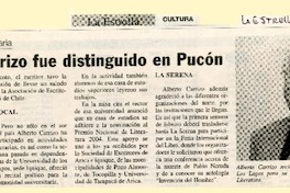 Alberto Carrizo fue distinguido en Pucón  [artículo]