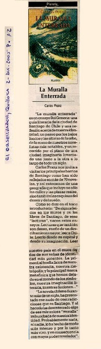 La Muralla enterrada  [artículo] Carlos Franz.