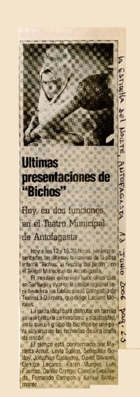 Ultimas presentaciones de "Bichos"  [artículo]