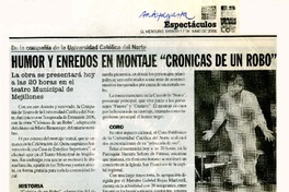 Humor y enredos en montaje "Crónicas de un robo"  [artículo]