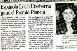 Española Lucía Etxebarría ganó el Premio Planeta.  [artículo]