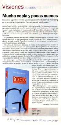 Mucha copia y pocas nueces  [artículo] Rodrigo Lara Serrano.