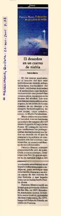 El Desorden en un cuerno de niebla Patricio Manns.  [artículo]