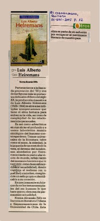 Luis Alberto Heiremans  [artículo] Norma Alcamán Riffo.