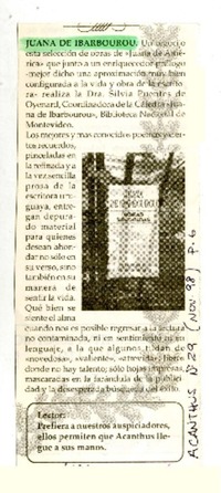 Juana de Ibarbourou  [artículo]