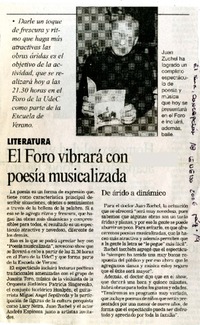 El Foro vibrará con poesía musicalizada  [artículo]