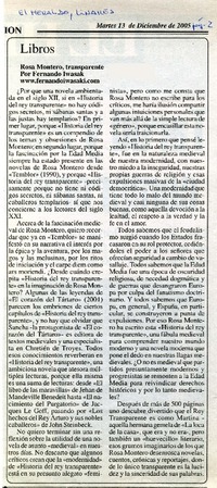 Rosa Montero, transparente  [artículo] por Fernando Iwasak.